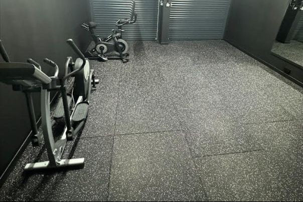 Luxe Series Gym Flooring | 20mm Black with White Fleck (EPDM)