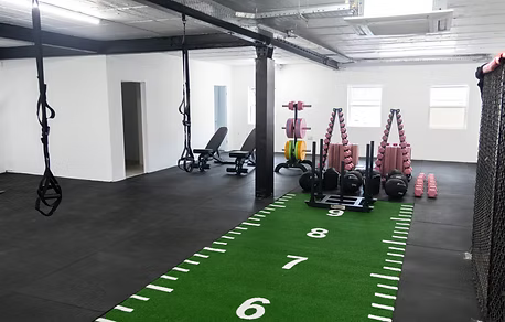 Robbie Sled track in PT studio with classic series gym flooring