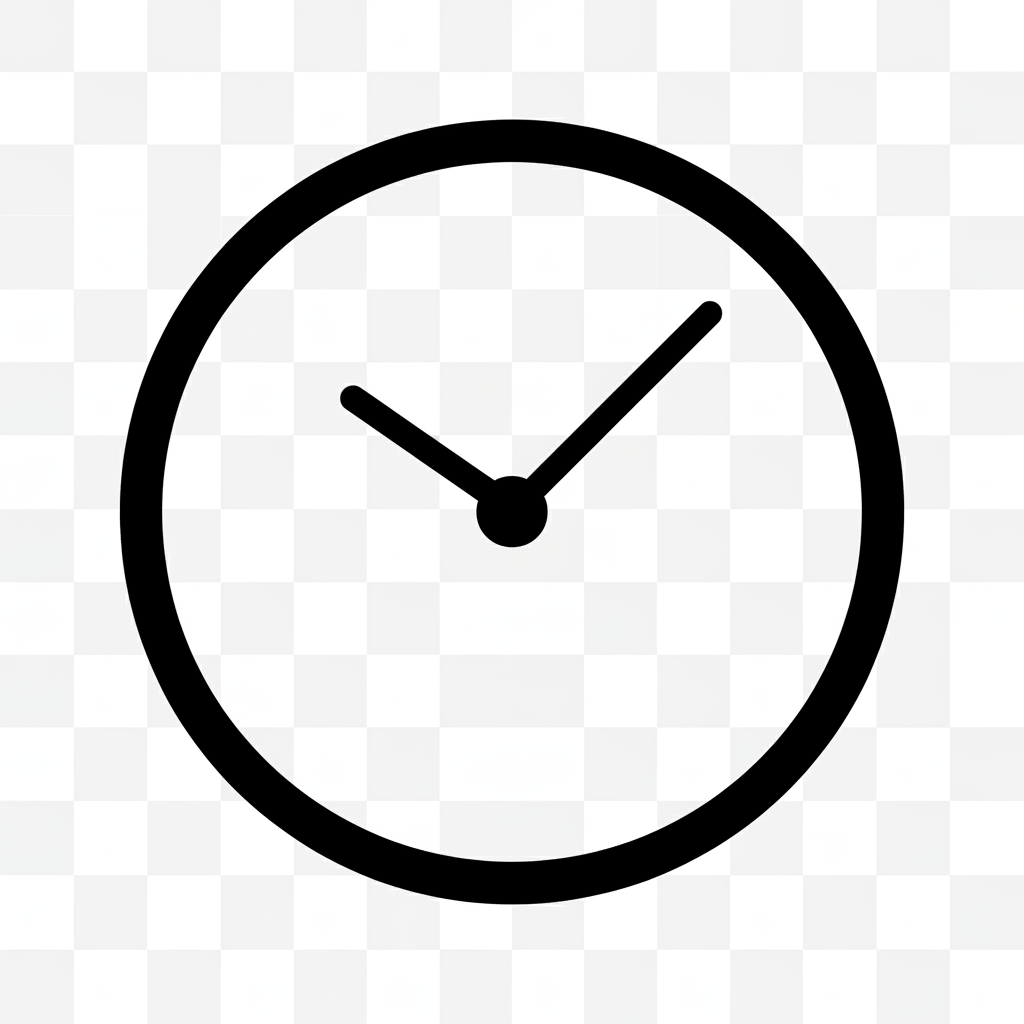create a clock icon which is black with transparent background