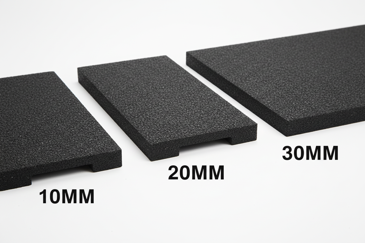 imagine showing 10mm 20mm and 30mm thickness sbr gym flooring