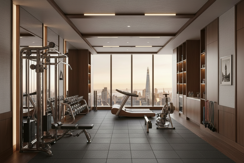 increase the size of the gym floor tiles from 0.5m x 0.5m each to 1m x 1m each please.